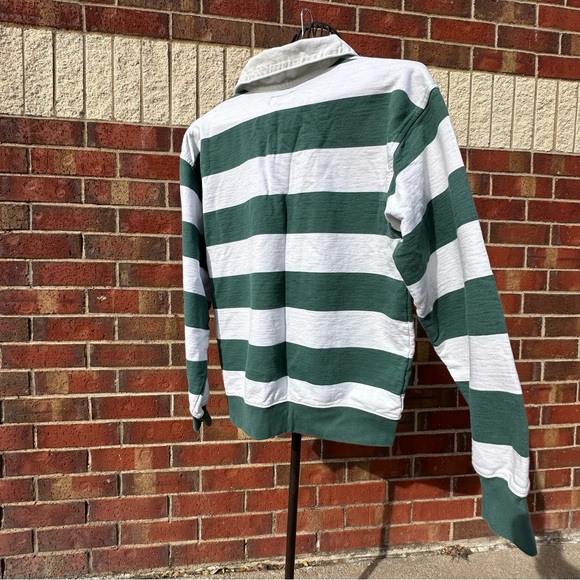 Arizona Jean Co Y2K Rugby Striped 1/4 Button Collar Green White Long Sleeve M - Picture 11 of 17